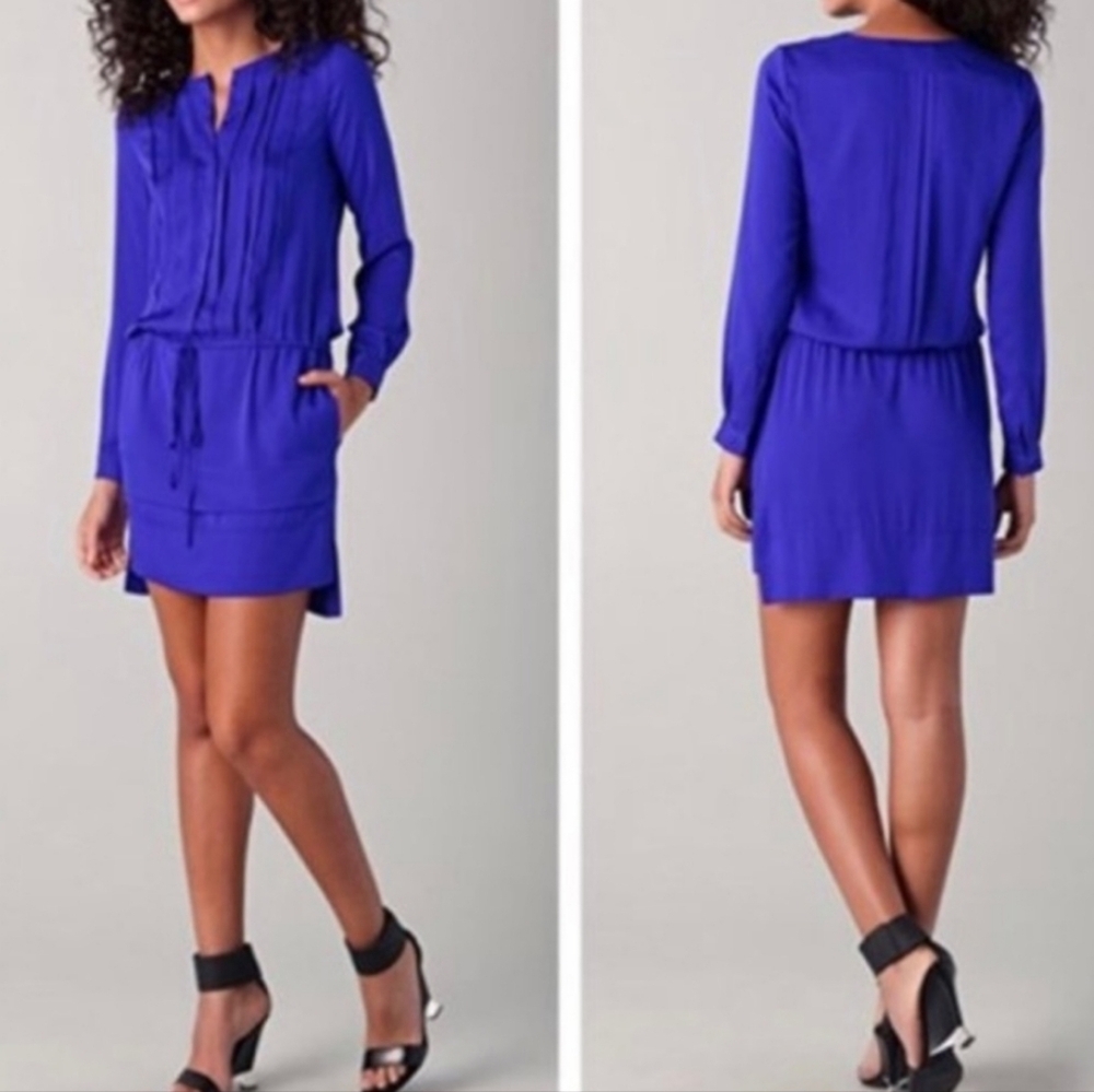 Diane Von Furstenberg royal blue long sleeve silk lycra midi dress 8 FRANCESCA - Picture 16 of 16